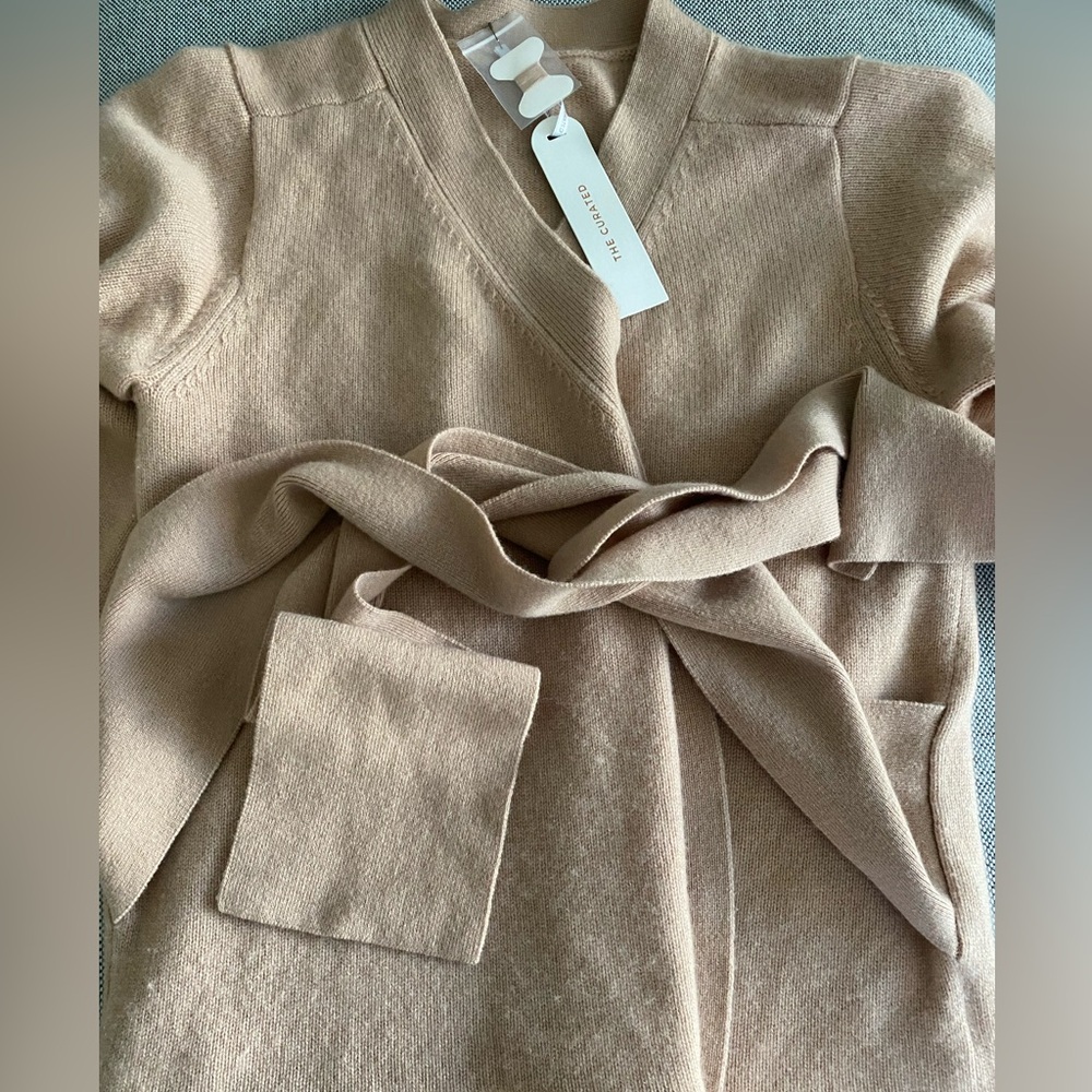 The Curated Classic Wrap Sweater in Caramel